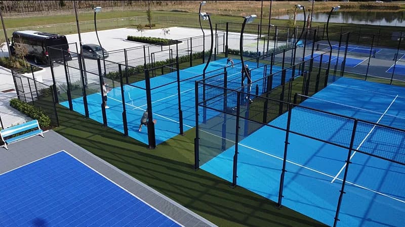 Outdoor blue padel courts at Caribe Royale Orlando.